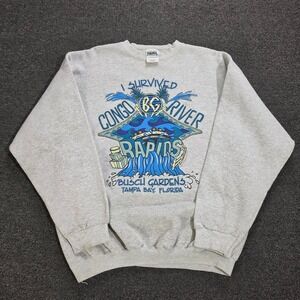 Vintage Busch Gardens Congo River Rapids Sweatshirt Mens XL Gray 90s Crew